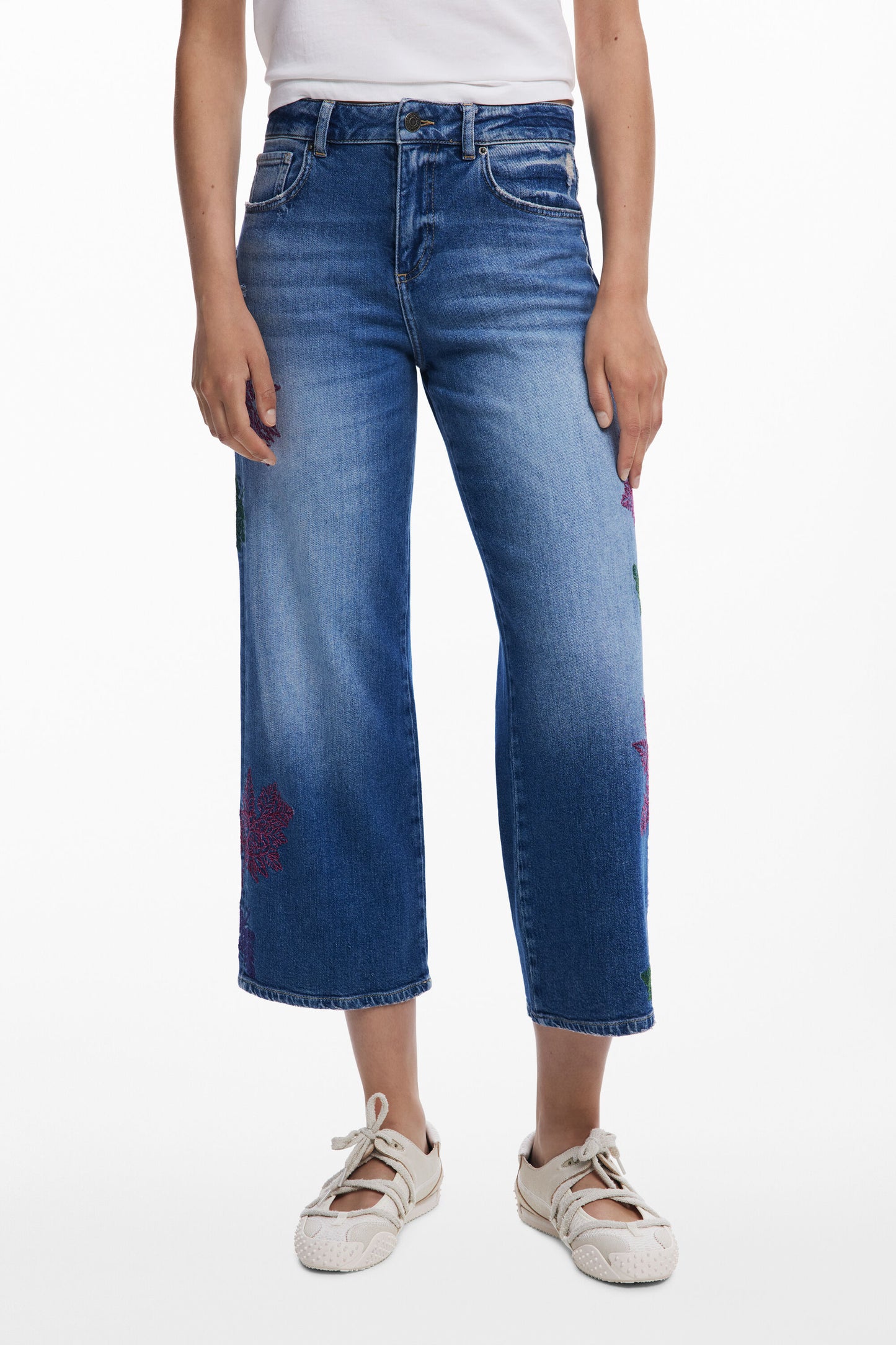 Embroidered Culotte Jean