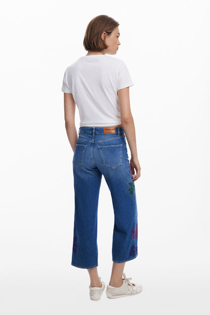 Embroidered Culotte Jean