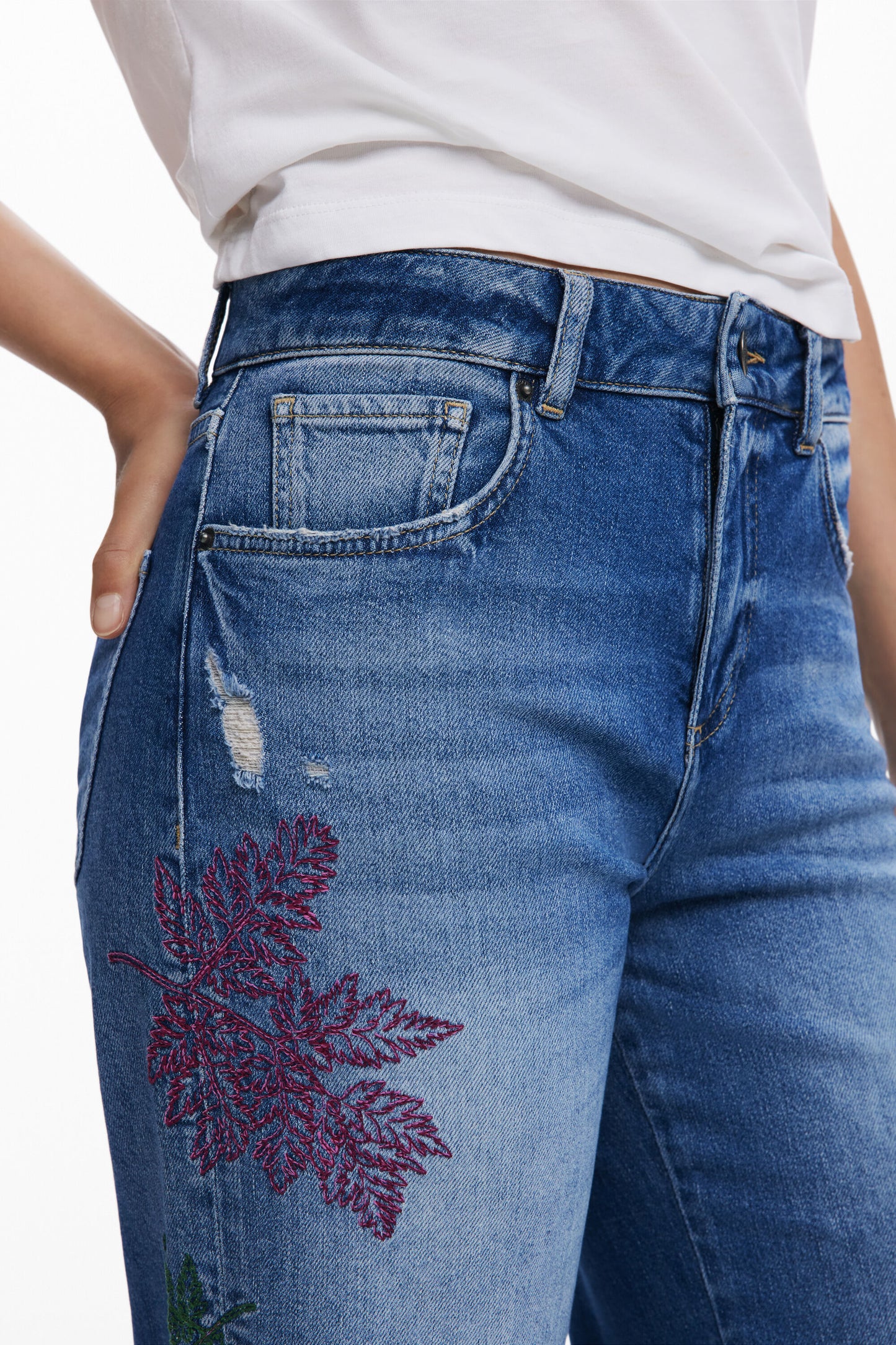 Embroidered Culotte Jean
