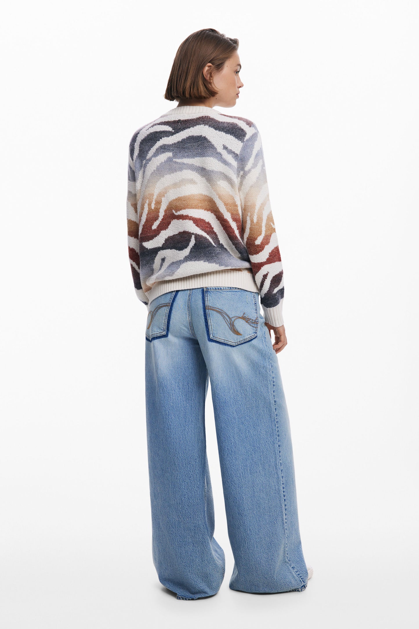 V-Neck Zebra Sweater