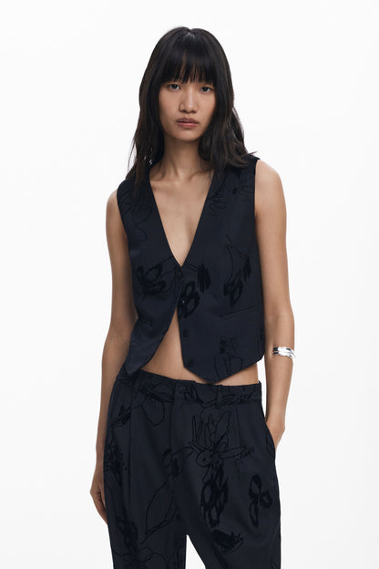 Flocked Floral Pants