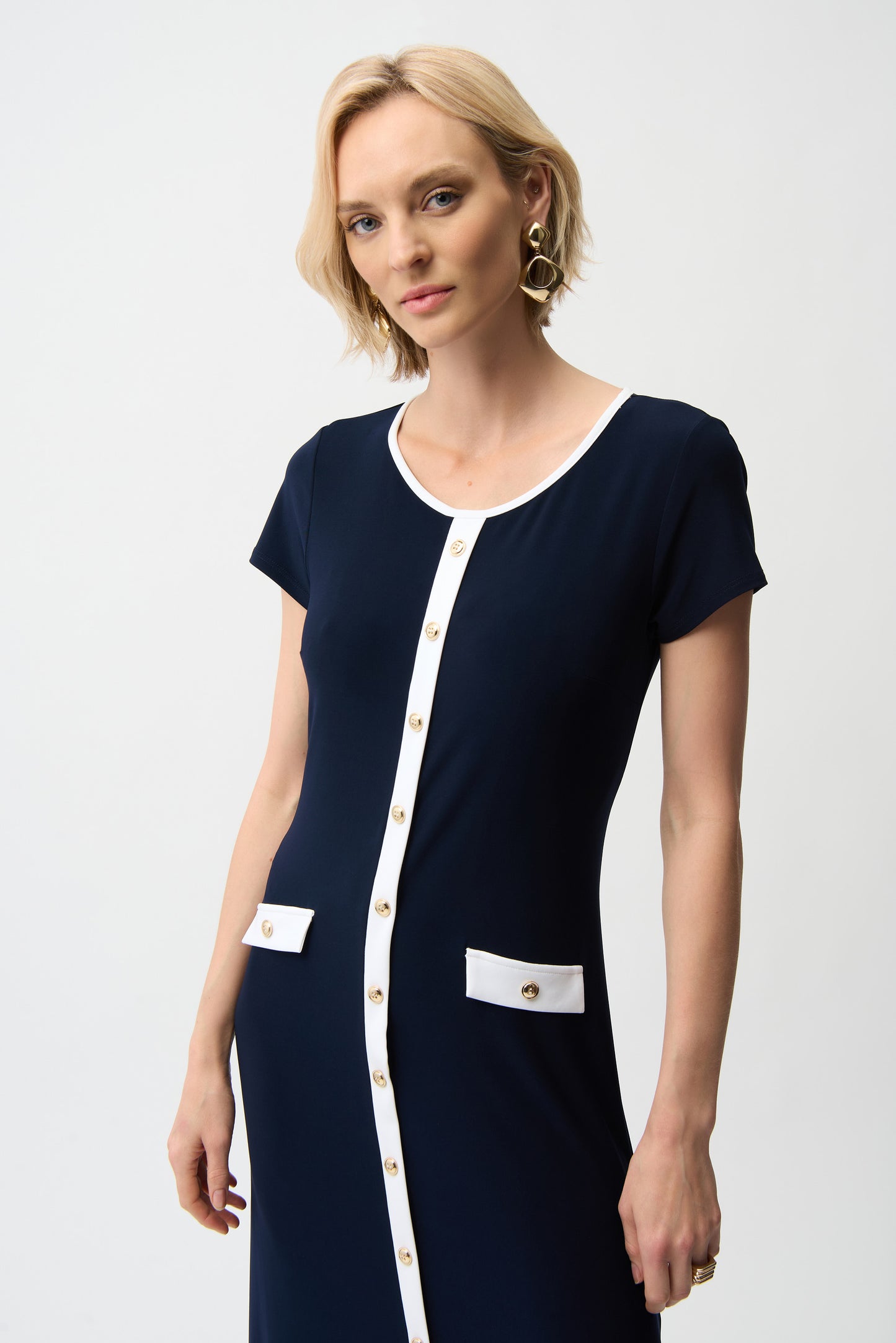 Silky Knit Color Block A-Line Midi Dress