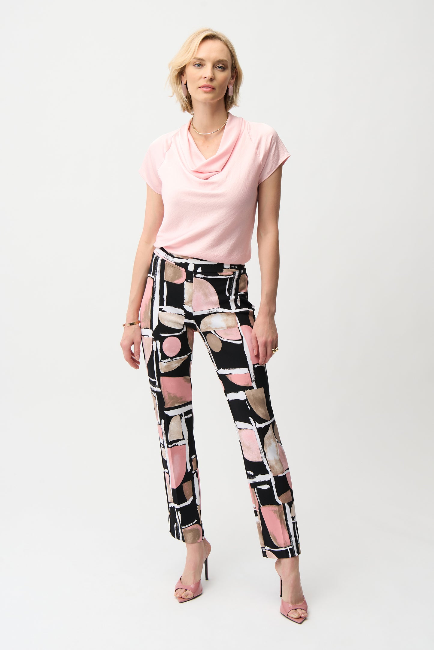 Silky Knit Abstract Print Straight Pull-On Pants