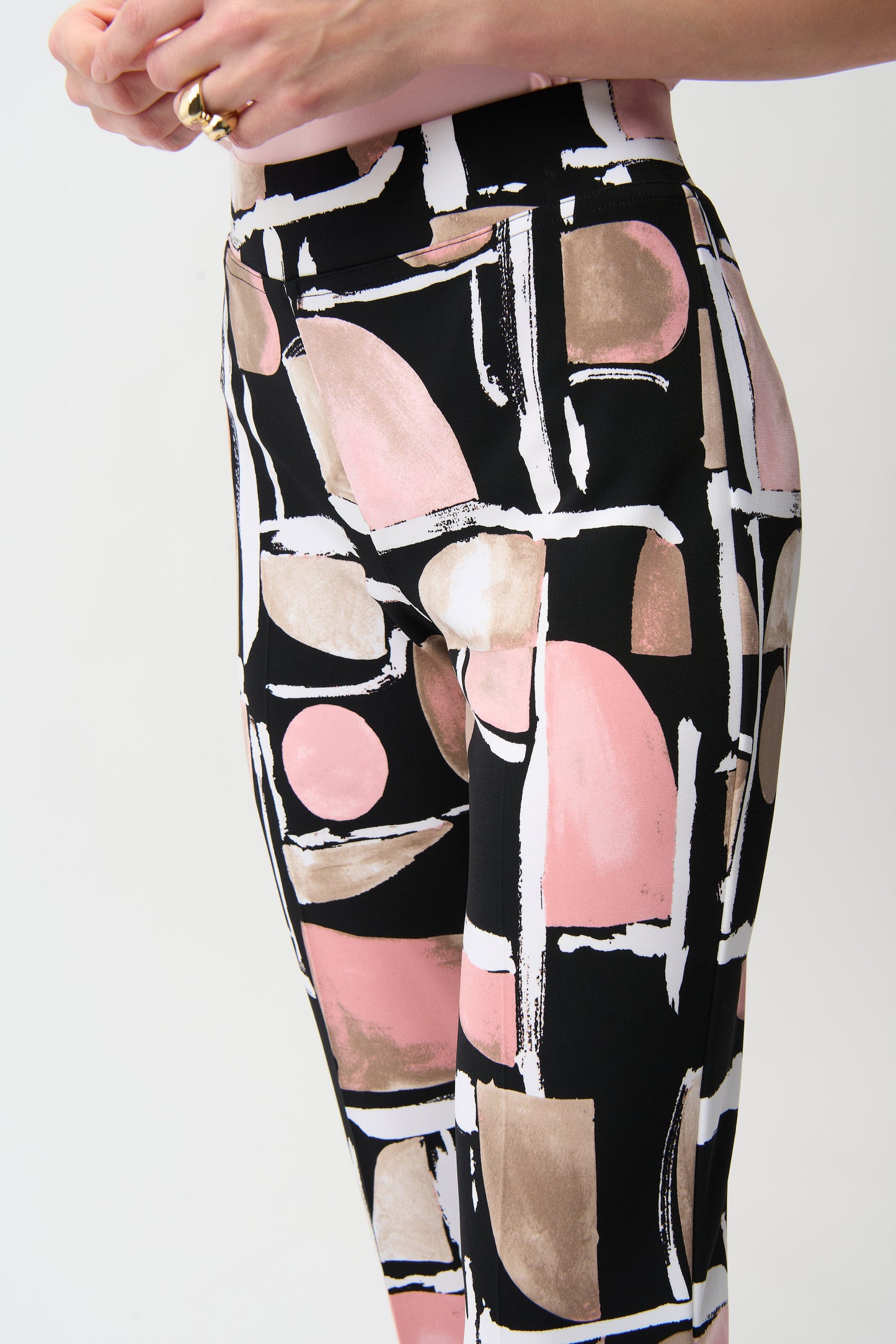 Silky Knit Abstract Print Straight Pull-On Pants