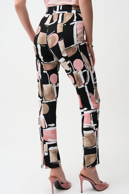 Silky Knit Abstract Print Straight Pull-On Pants