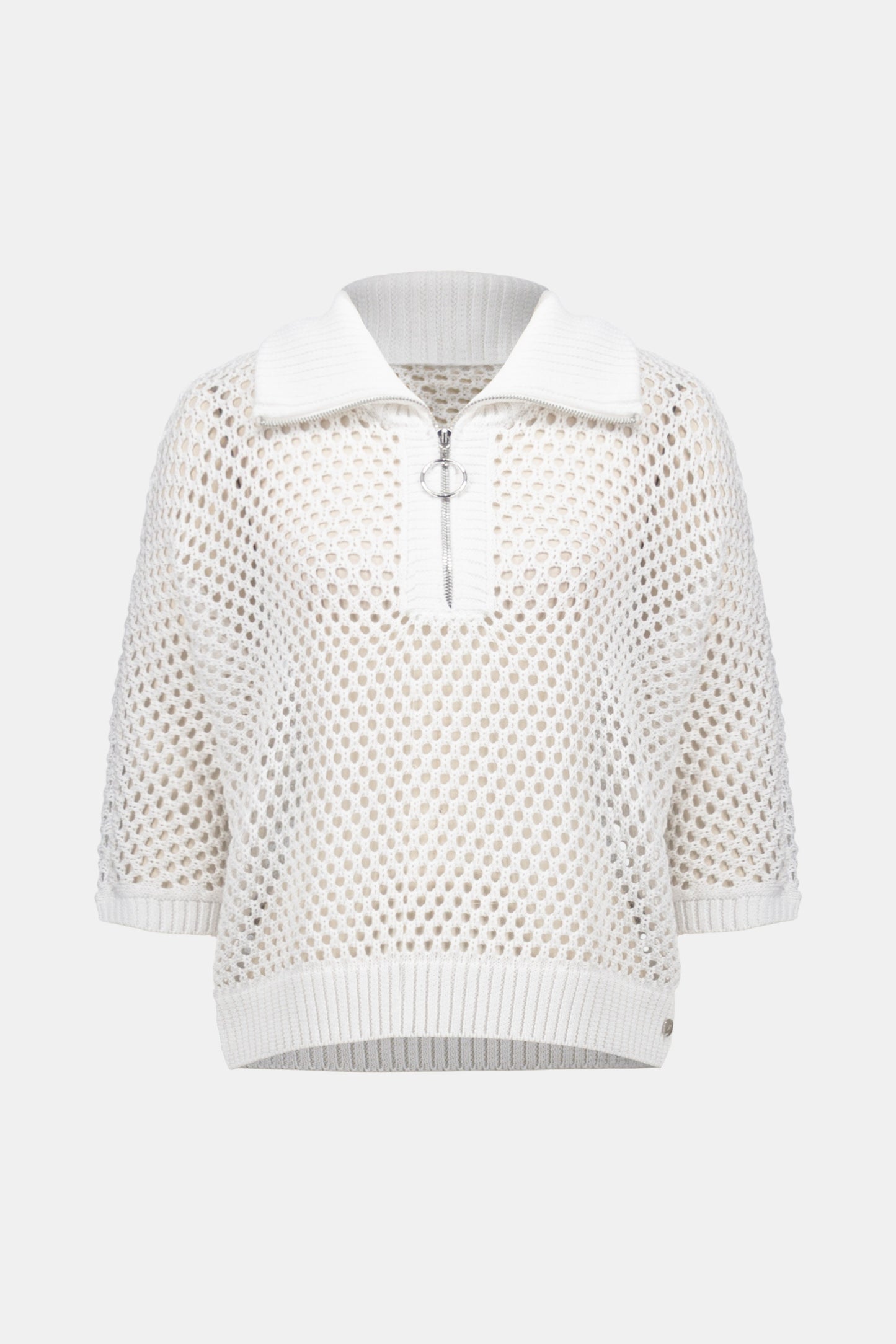 Viscose Blend Boxy Sweater Knit With Zipped Neckline