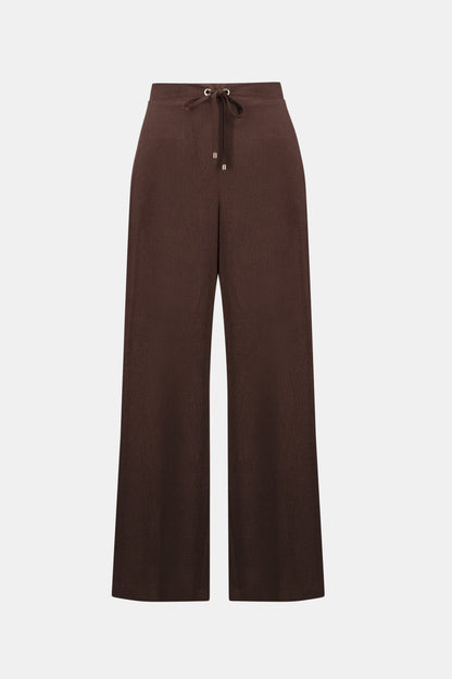 Crushed Satin Wide Leg Pull-On Pants With Drawstring