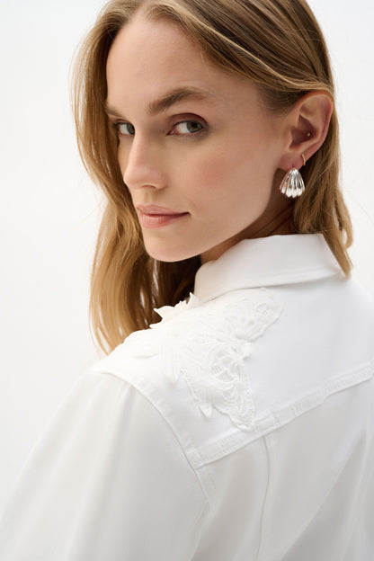 Denim Jacket With Lace Embroidery