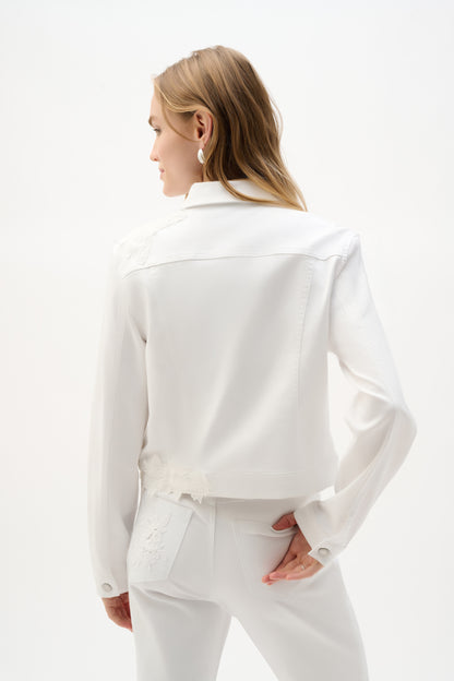 Denim Jacket With Lace Embroidery