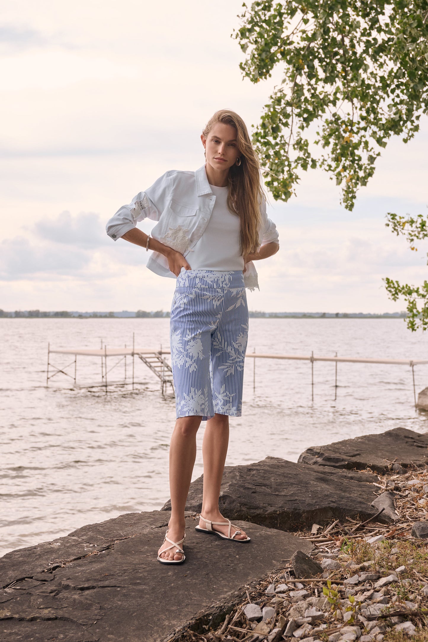 Denim Jacket With Lace Embroidery