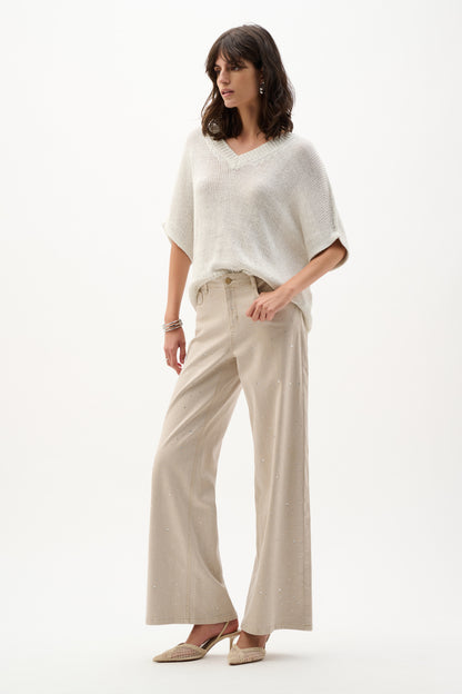 Viscose and Lurex Sweater Knit Relaxed Top