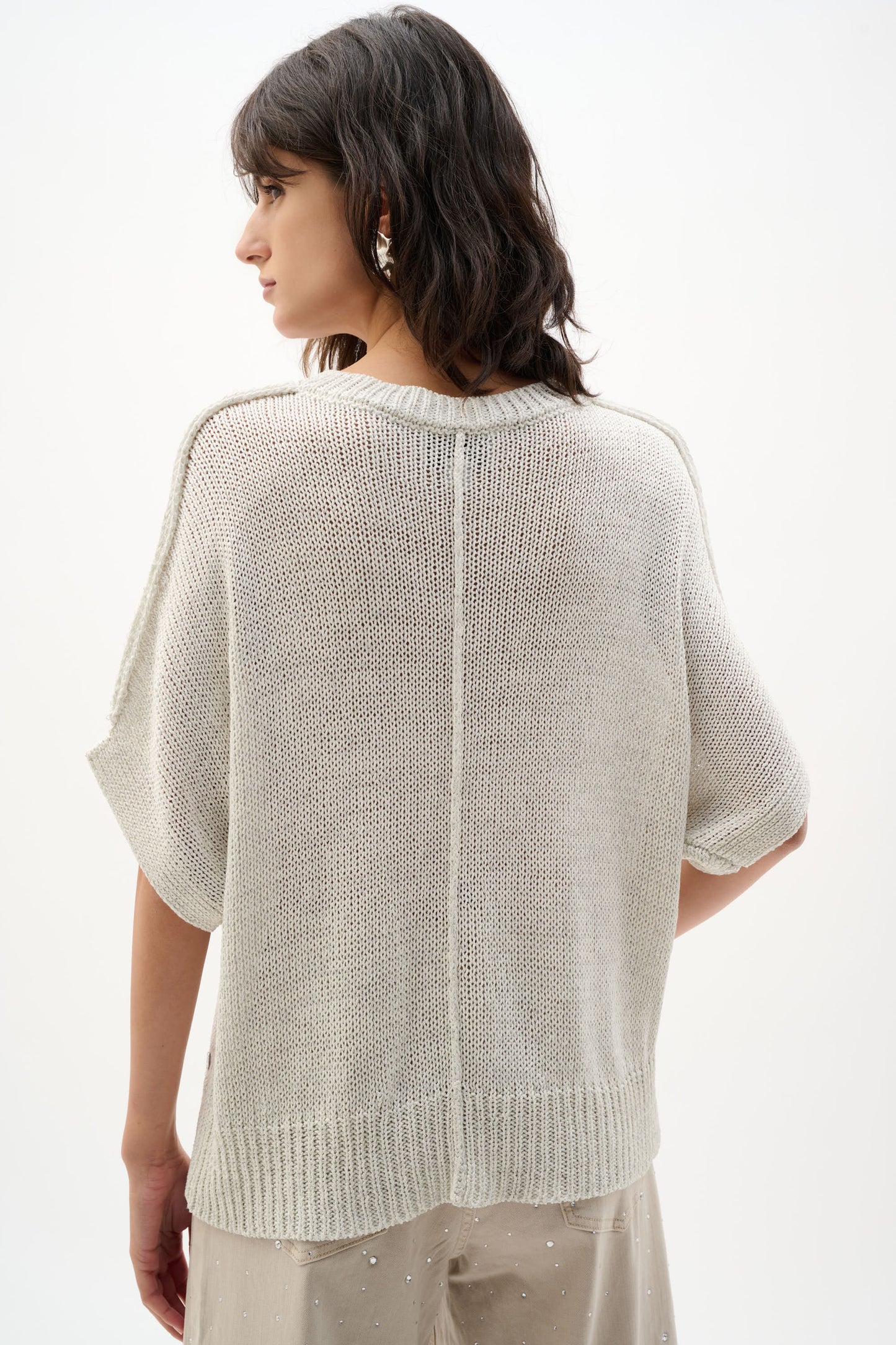 Viscose and Lurex Sweater Knit Relaxed Top