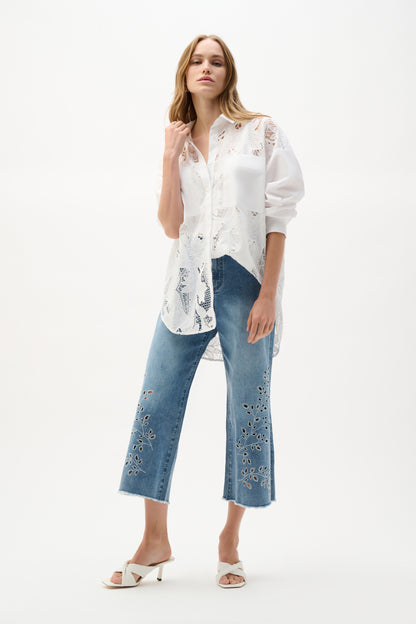 Cotton Lace Boxy Blouse With Embroidery