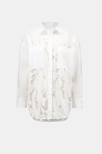 Cotton Lace Boxy Blouse With Embroidery