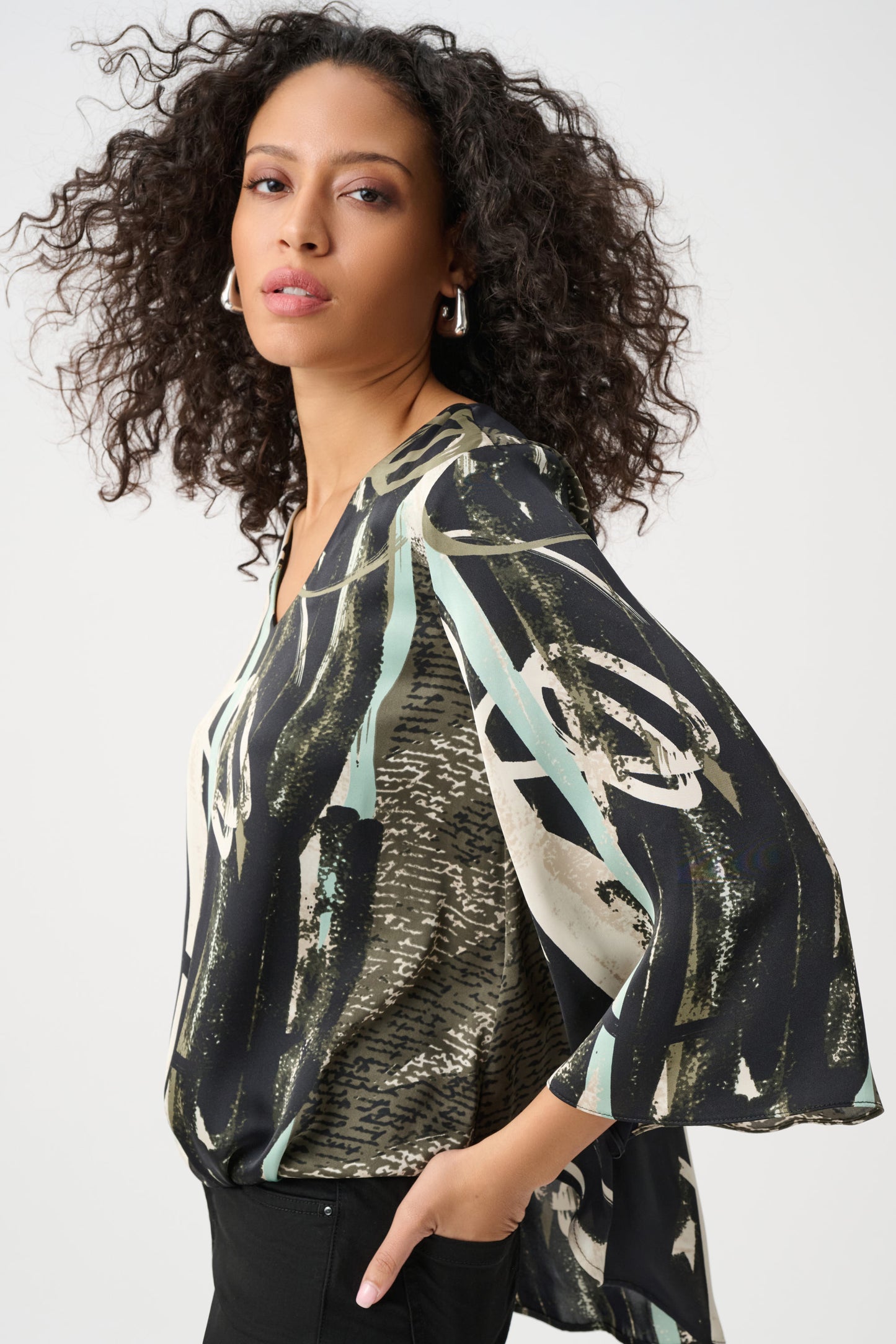 Satin Abstract Boxy Top