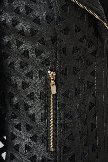 Foiled Faux Suede And Mesh Moto Jacket