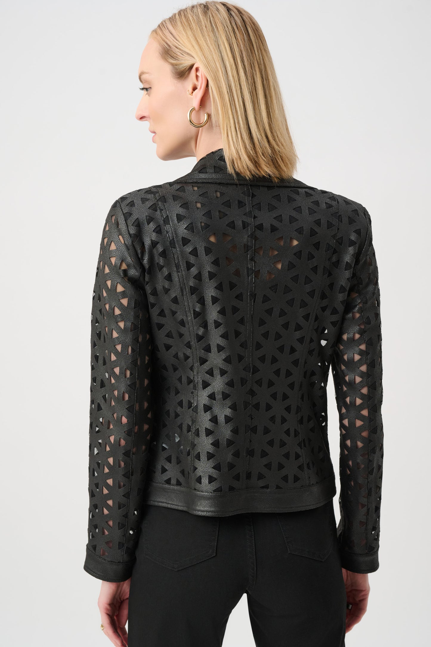Foiled Faux Suede And Mesh Moto Jacket