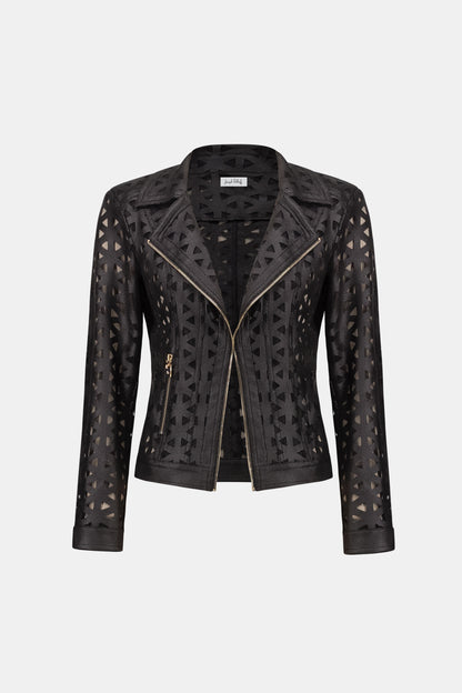 Foiled Faux Suede And Mesh Moto Jacket