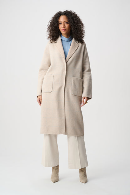 Wool Blend Plaid Reversible Boxy Coat