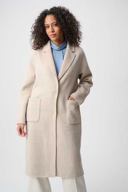 Wool Blend Plaid Reversible Boxy Coat