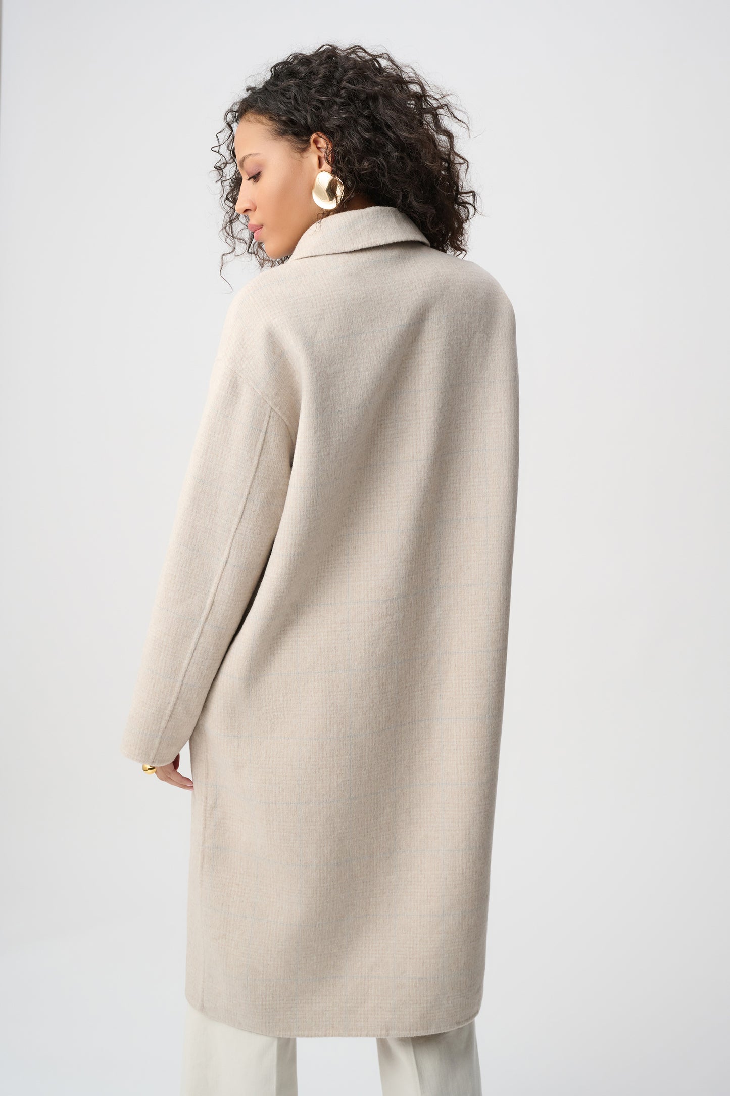 Wool Blend Plaid Reversible Boxy Coat
