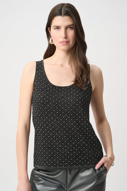 Rhinestone Open‑Stitch Cami