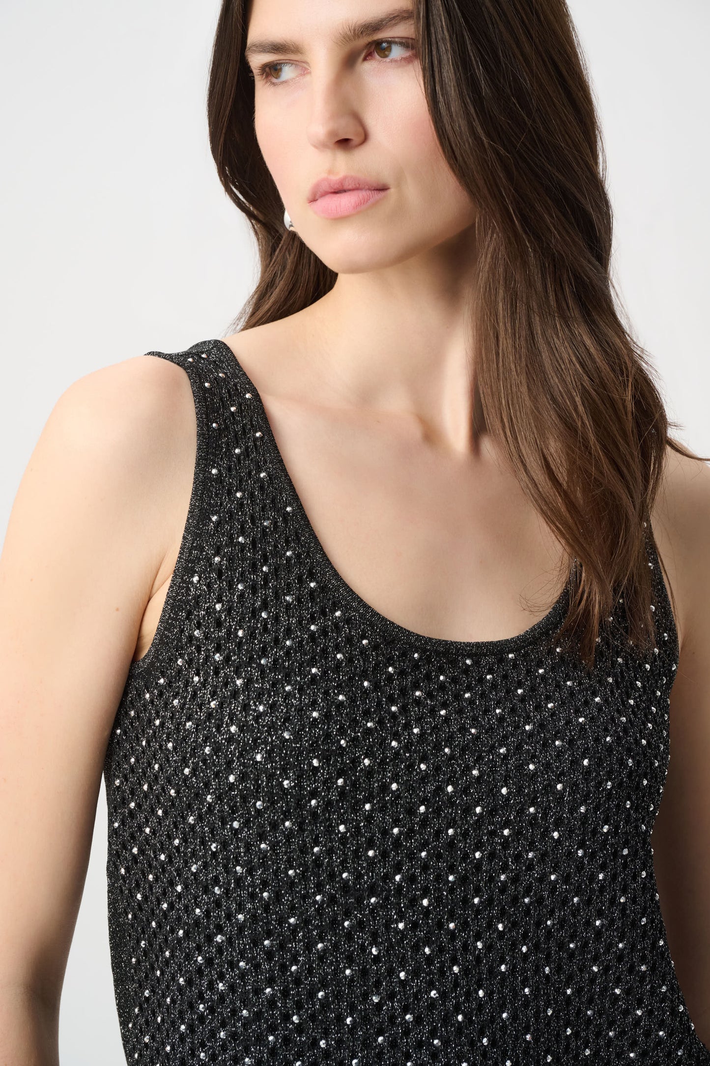 Rhinestone Open‑Stitch Cami