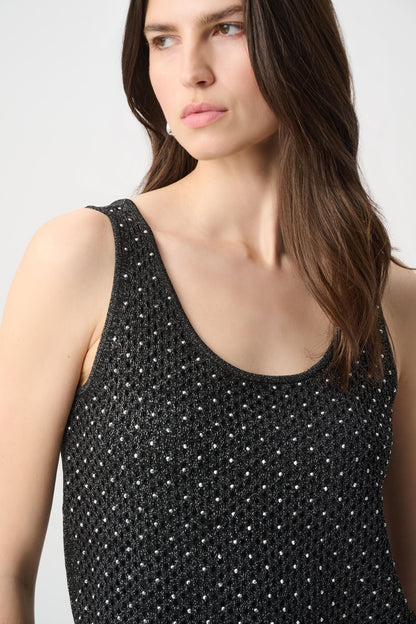 Rhinestone Open‑Stitch Cami