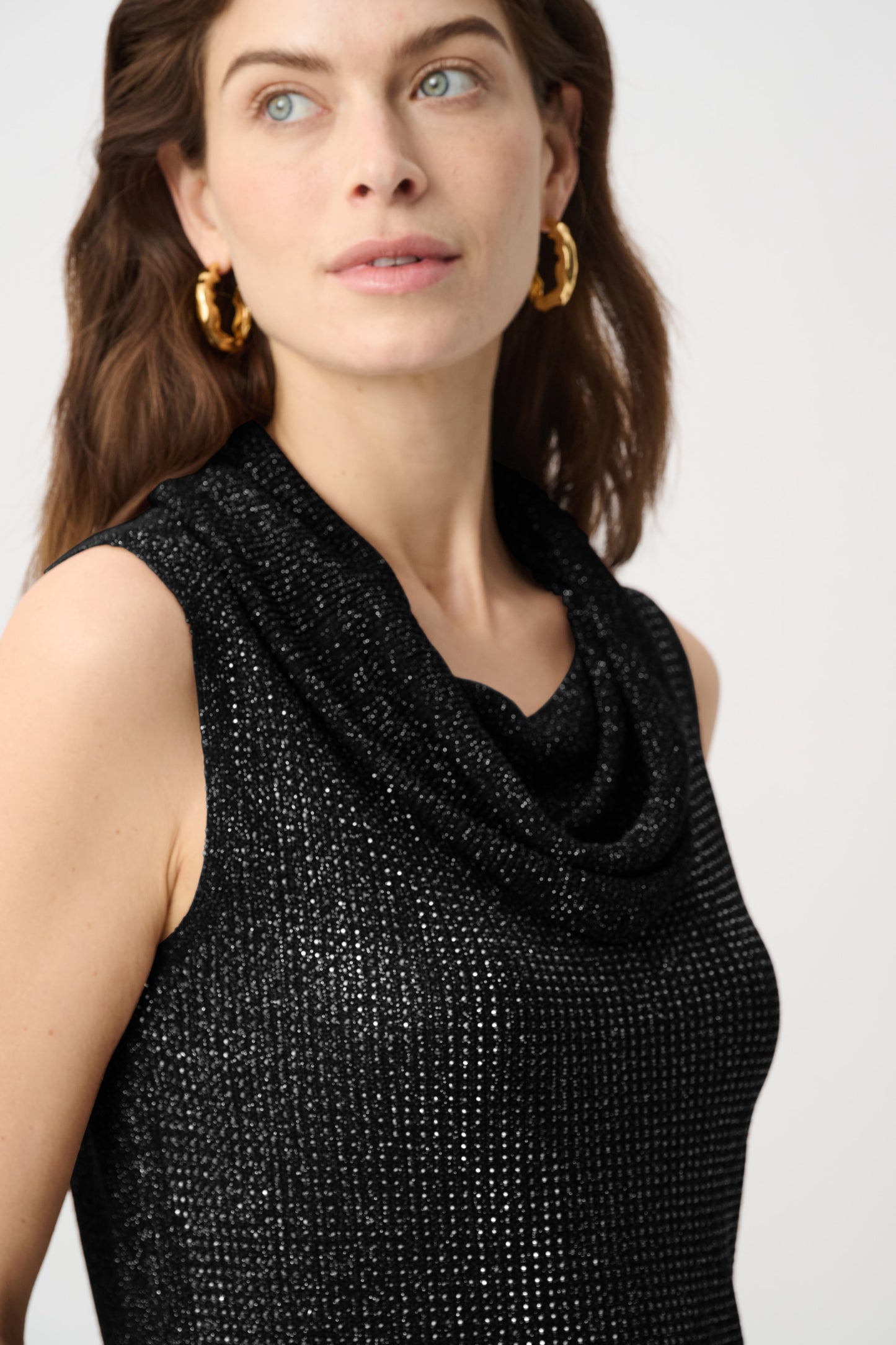 Rhinestone Cowl Neck Top