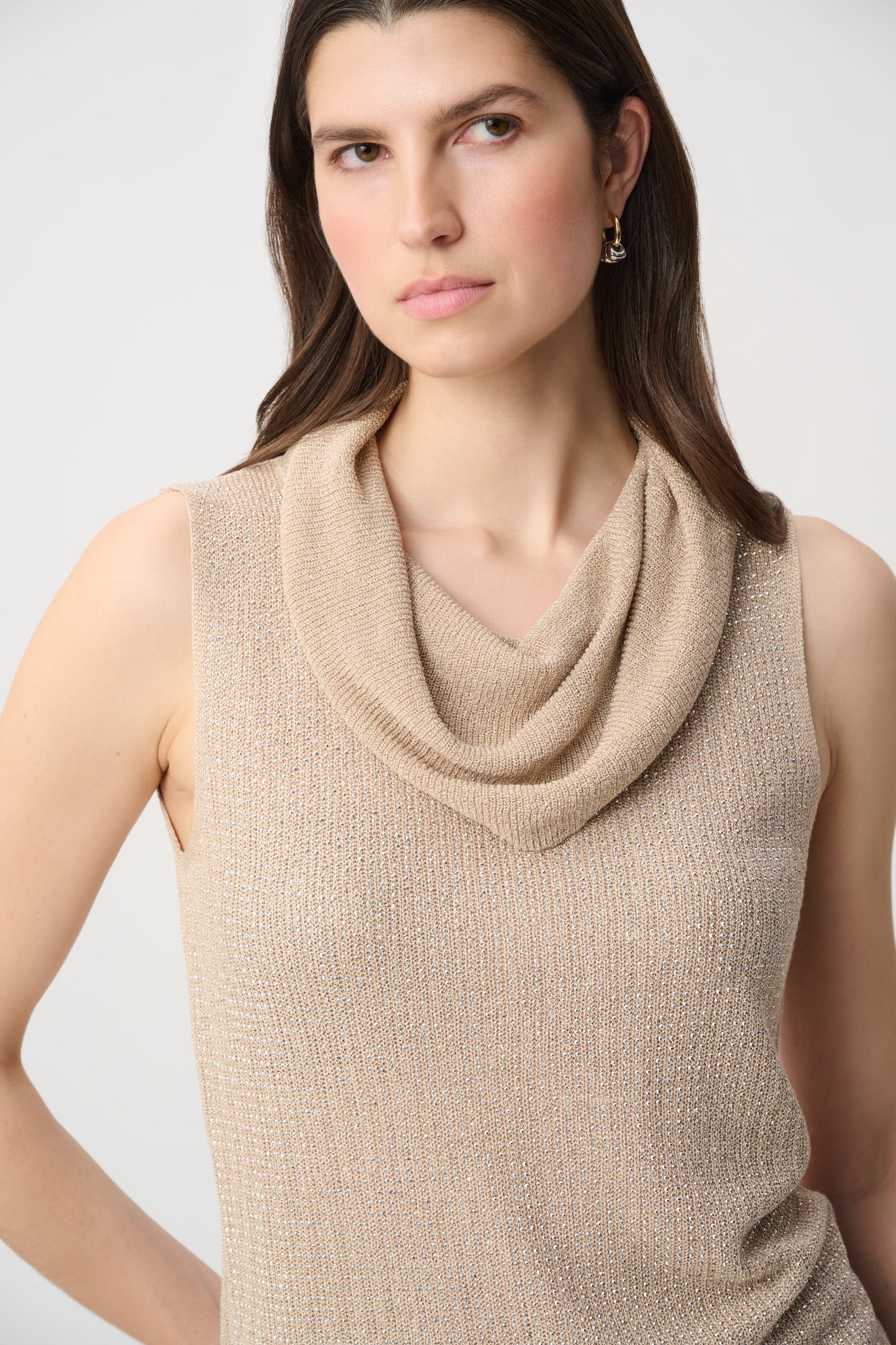 Rhinestone Cowl Neck Top
