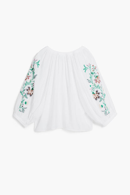Embroidered Floral Sleeve Blouse