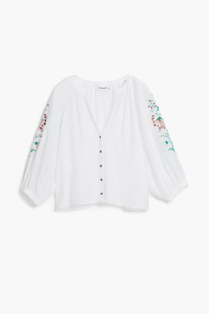 Embroidered Floral Sleeve Blouse