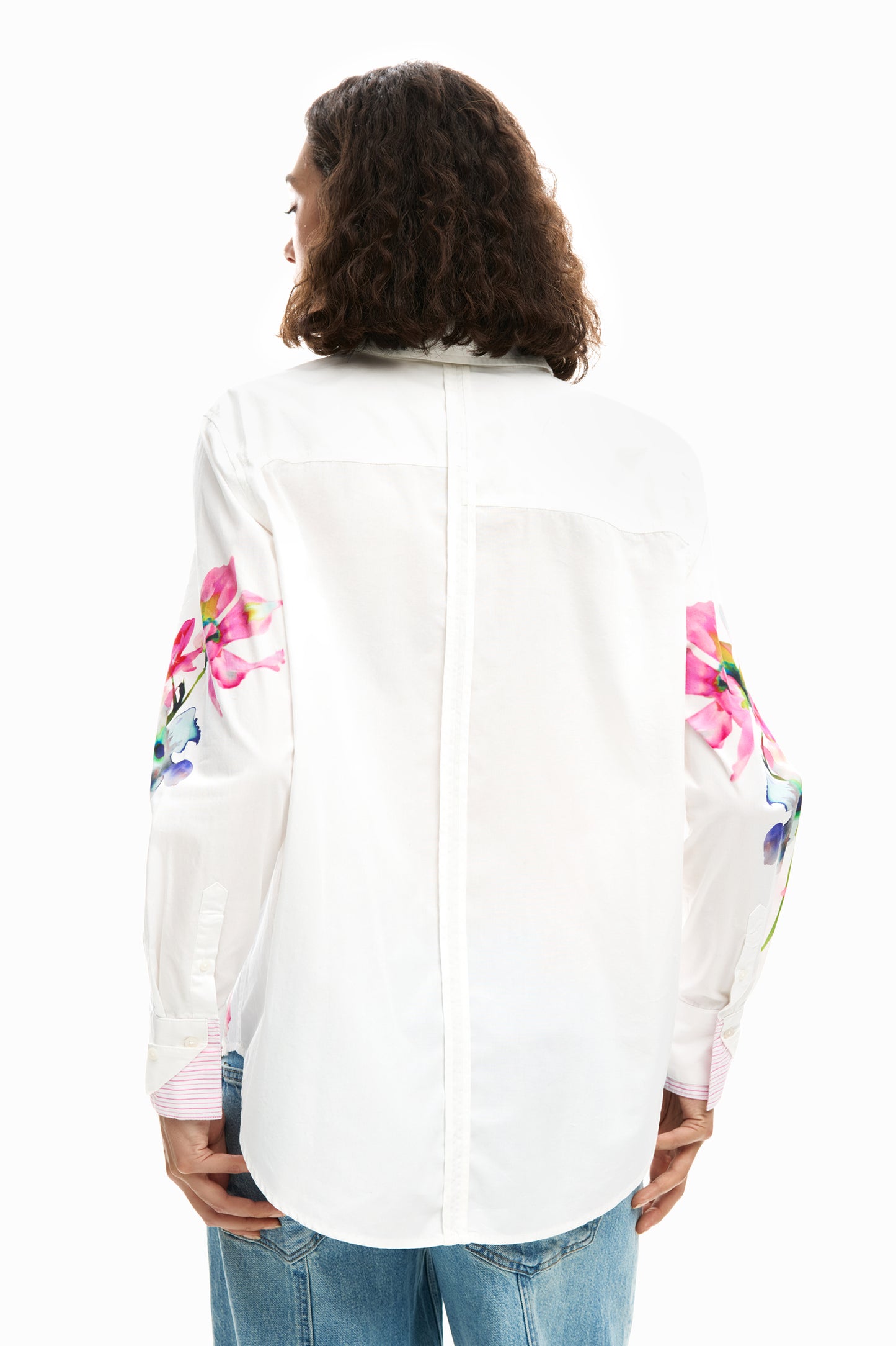 Pleated Long Sleeve Floral Shirt