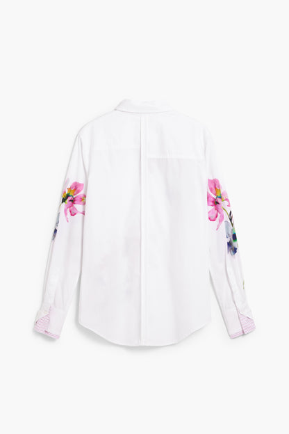 Pleated Long Sleeve Floral Shirt