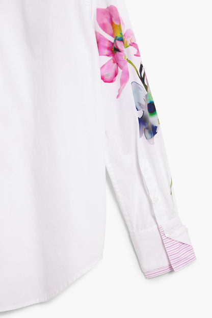 Pleated Long Sleeve Floral Shirt