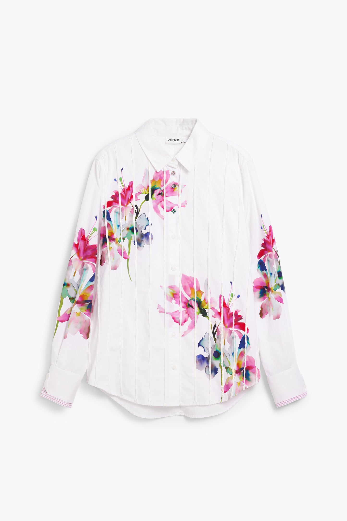 Pleated Long Sleeve Floral Shirt
