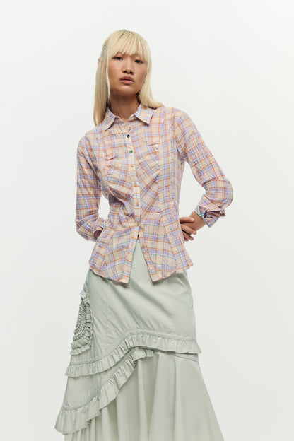 Plaid Gathered Shirt