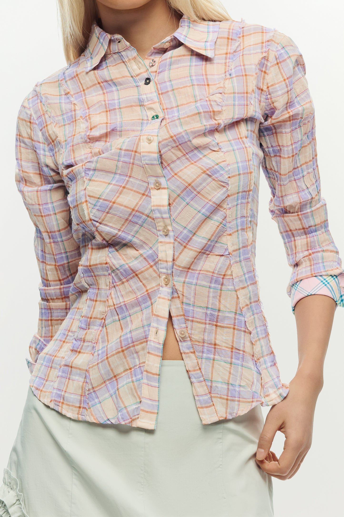 Plaid Gathered Shirt
