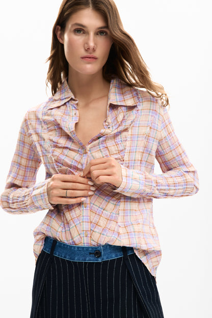 Plaid Gathered Shirt
