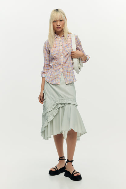 Plaid Gathered Shirt