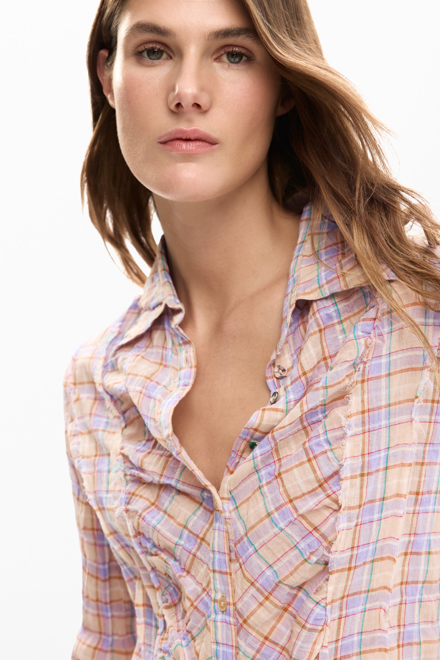 Plaid Gathered Shirt