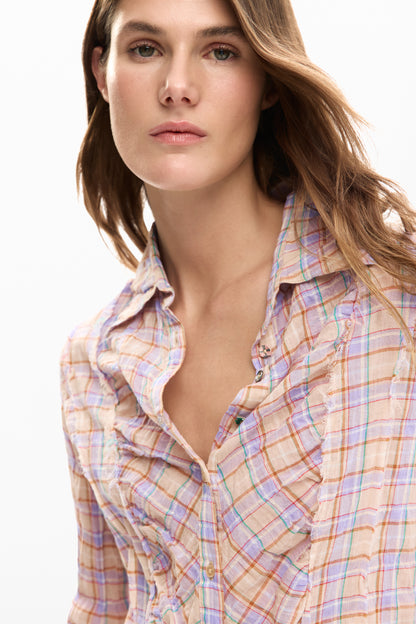 Plaid Gathered Shirt