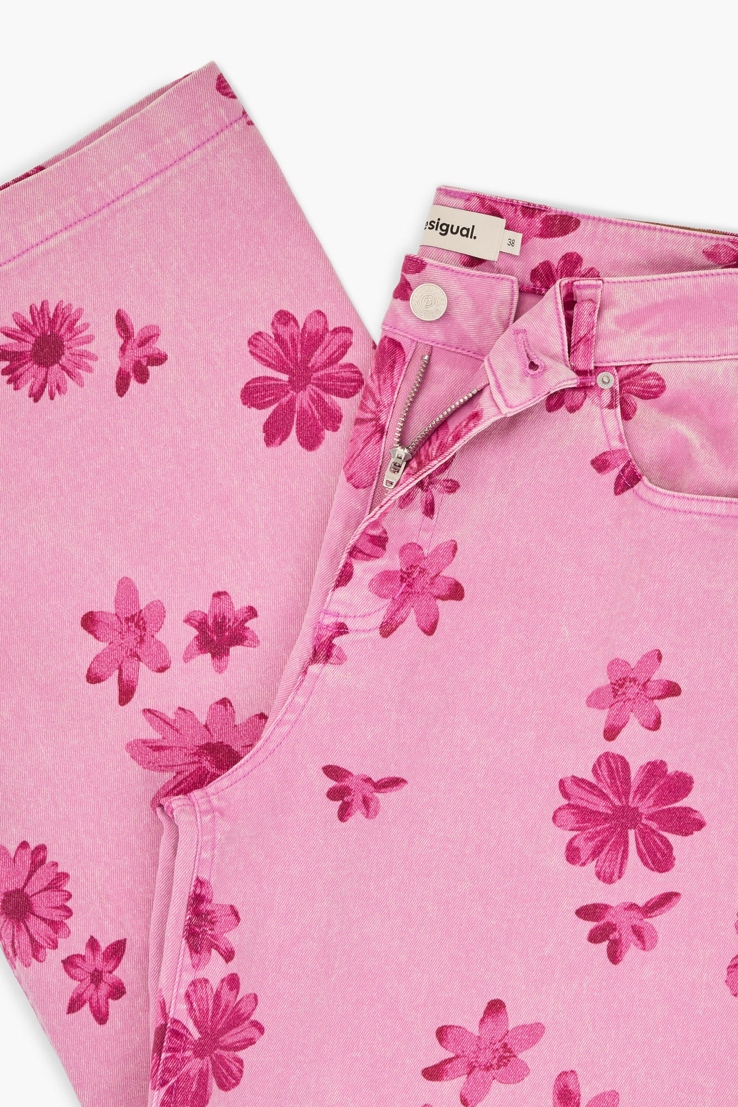 Wide Leg Pink Floral Jean