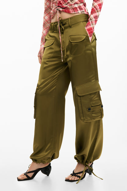 Satin Cargo Pants