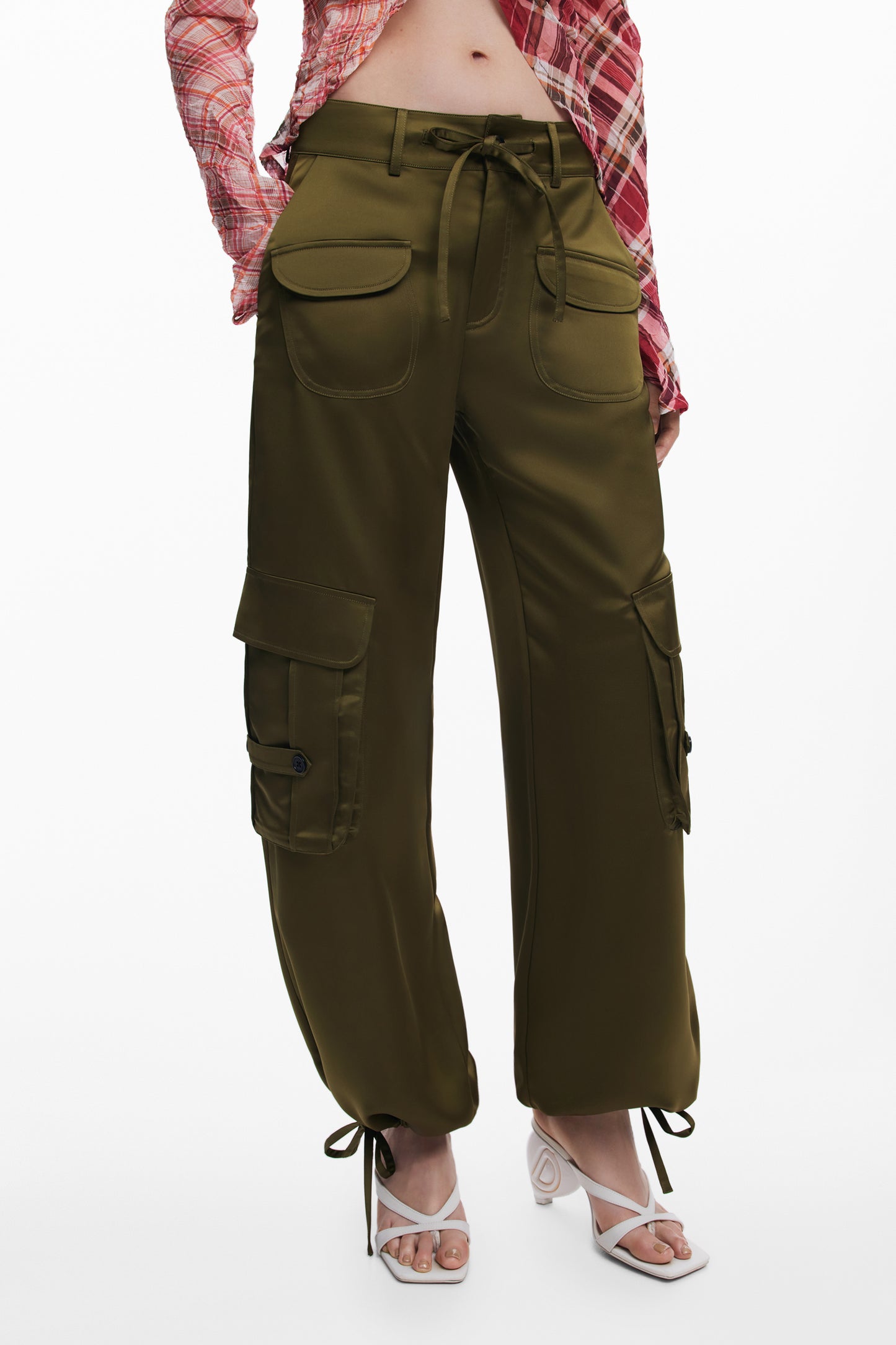 Satin Cargo Pants