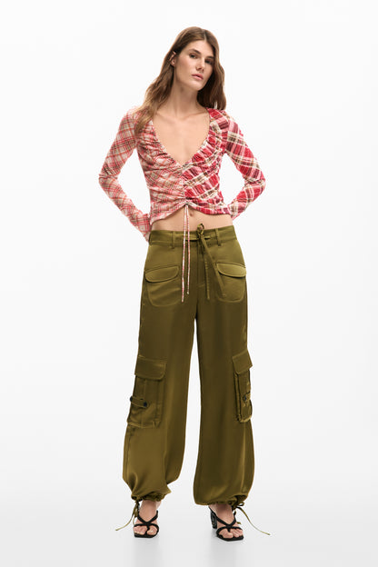 Satin Cargo Pants