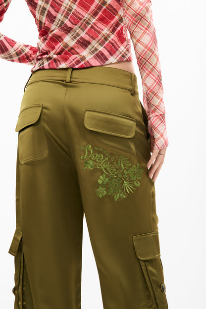 Satin Cargo Pants