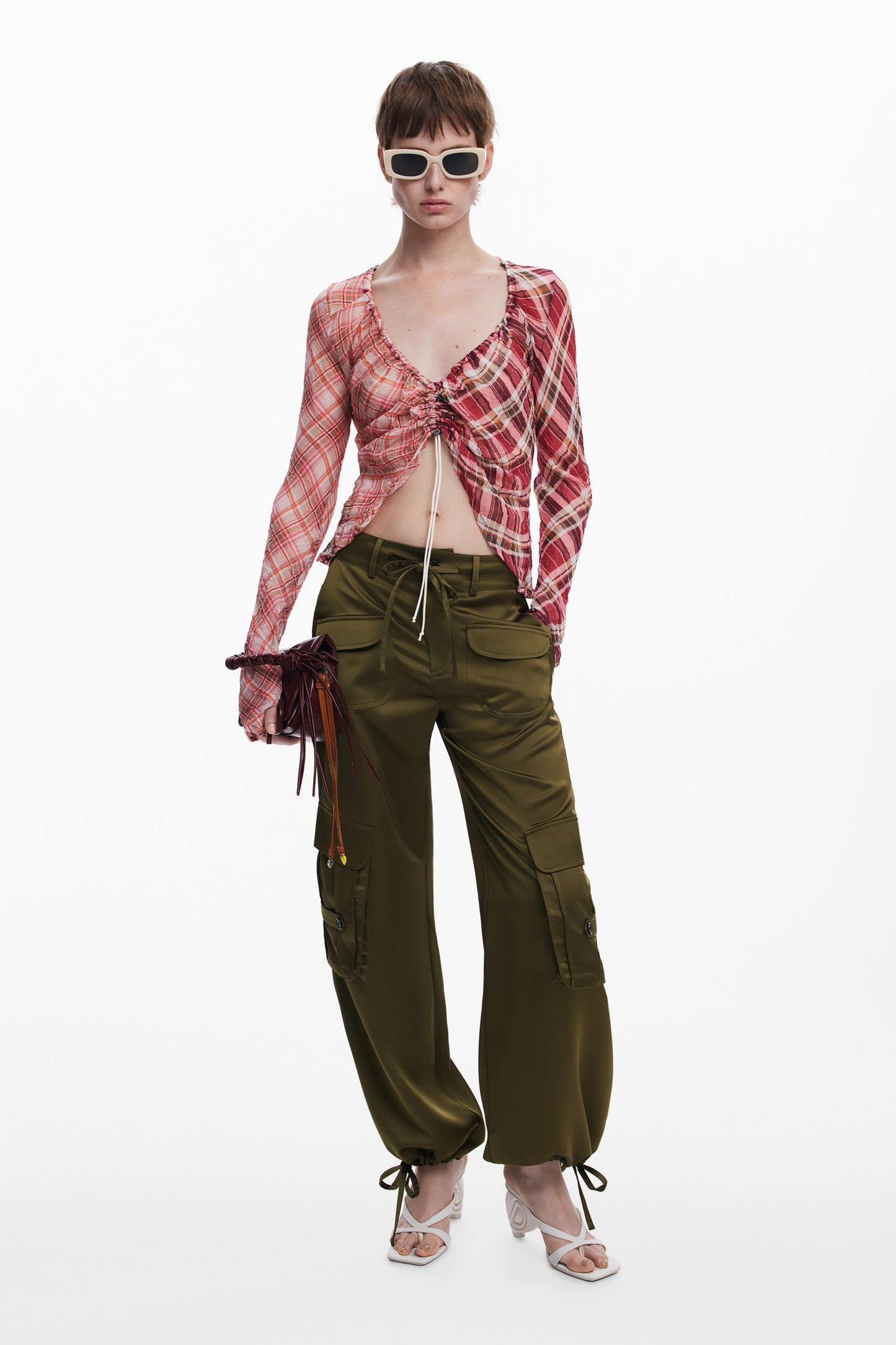 Satin Cargo Pants