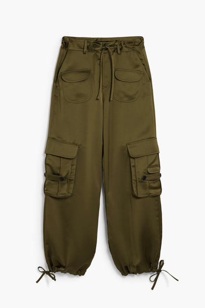 Satin Cargo Pants