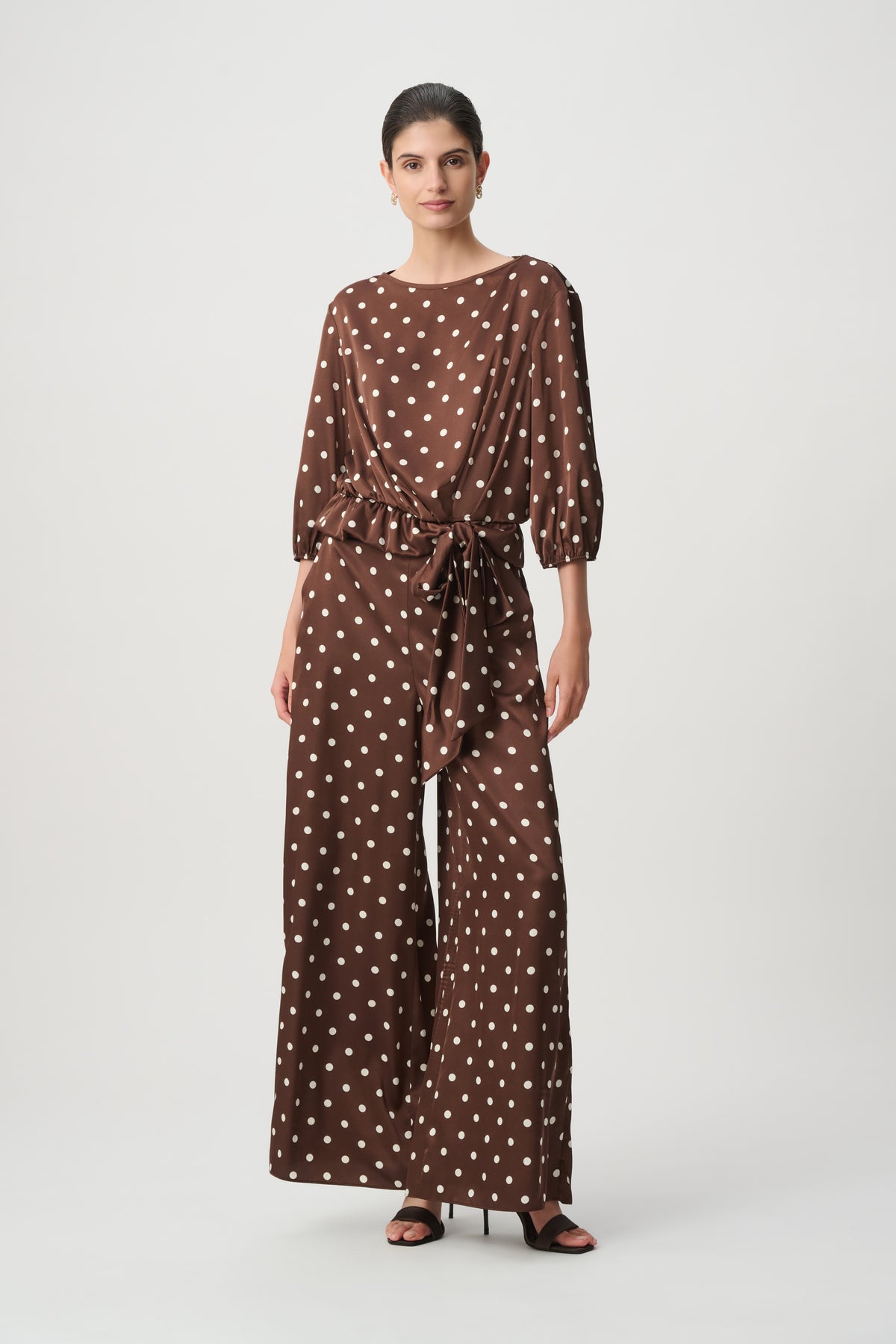 Recycled Satin Dot Print Hip Tie Top